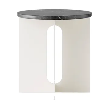Androgyne side table - Nero Marquina marble-ivory steel, Ø42 cm - Audo Copenhagen