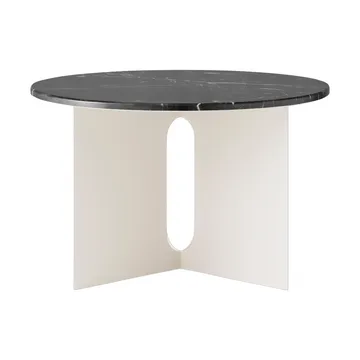 Androgyne side table - Nero Marquina marble-ivory steel, Ø65 cm - Audo Copenhagen