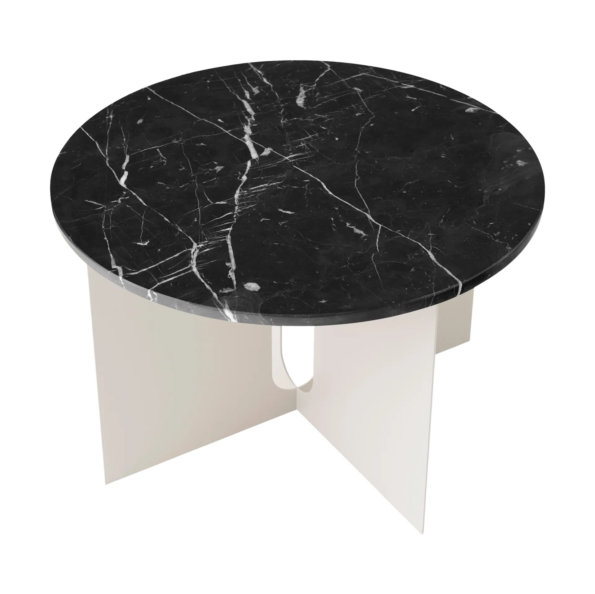 Androgyne side table, Nero Marquina marble-ivory steel, Ø65 cm Audo Copenhagen