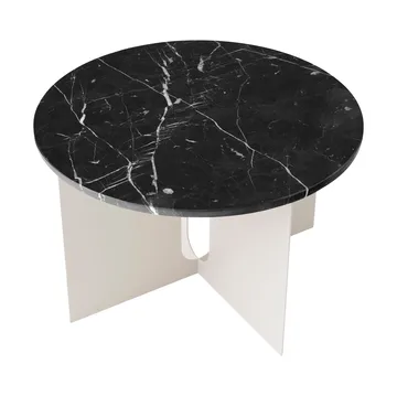 Androgyne side table - Nero Marquina marble-ivory steel, Ø65 cm - Audo Copenhagen