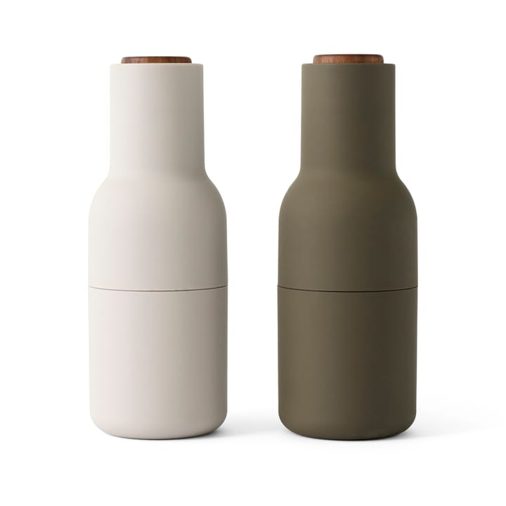 Bottle Grinder spice mill 2-pack - hunting green-beige (wallnut)  - Audo Copenhagen