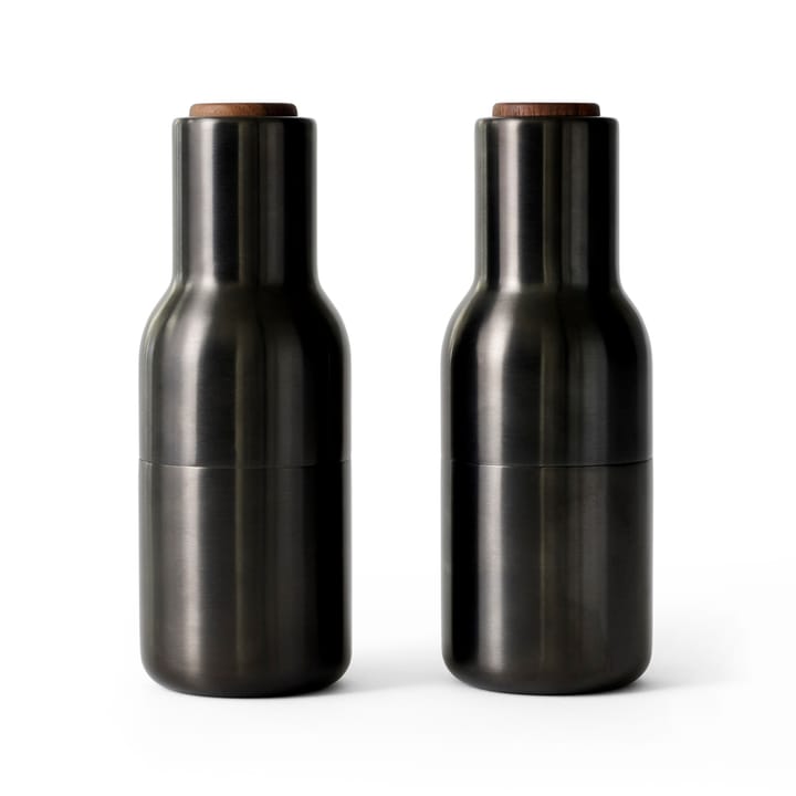 Bottle Grinder spice mill metal  2-pack - bronzed brass (wallnut lid) - Audo Copenhagen