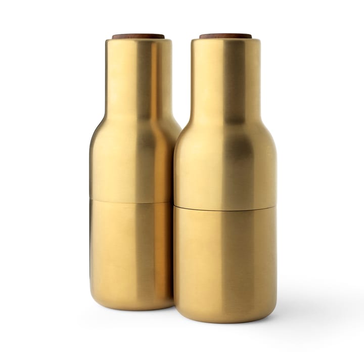 Bottle Grinder spice mill metal  2-pack - brushed brass (wallnut lid) - Audo Copenhagen