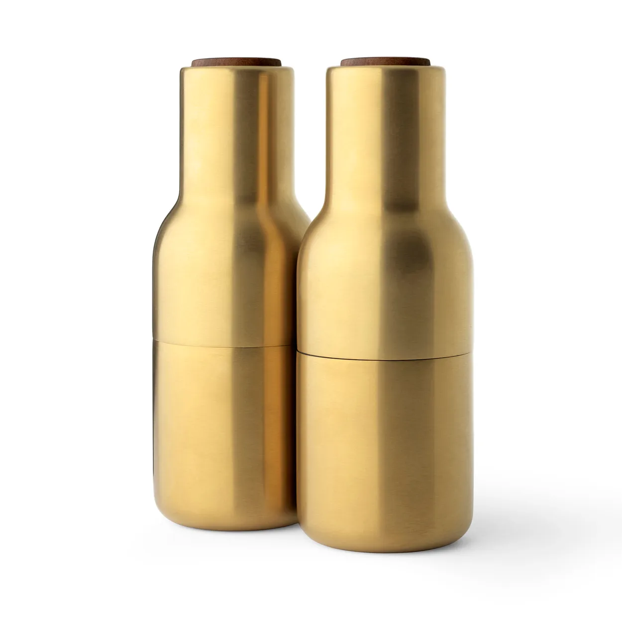 Audo Copenhagen Bottle Grinder spice mill metal 2-pack Brushed brass (wallnut lid)