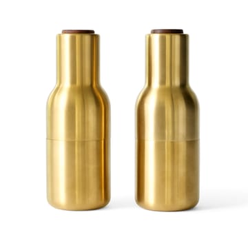 Bottle Grinder spice mill metal  2-pack - brushed brass (wallnut lid) - Audo Copenhagen