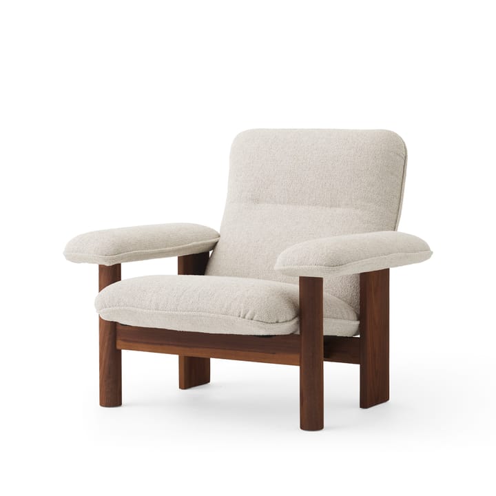 Brasilia armchair - Fabric moss 011 grey, walnut legs - Audo Copenhagen