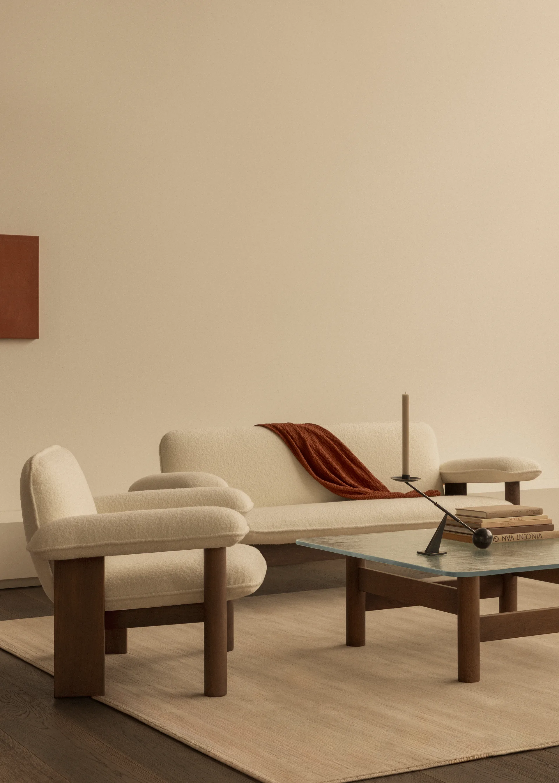 Brasilia armchair low back, Walnut-Sahara sheepskin curly Audo Copenhagen