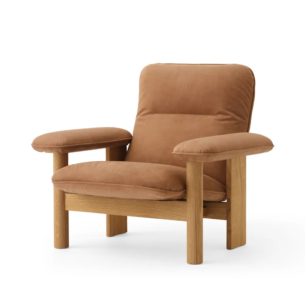 Audo Copenhagen Brasilia armchair Oiled oak-Dunes camel leather 21004