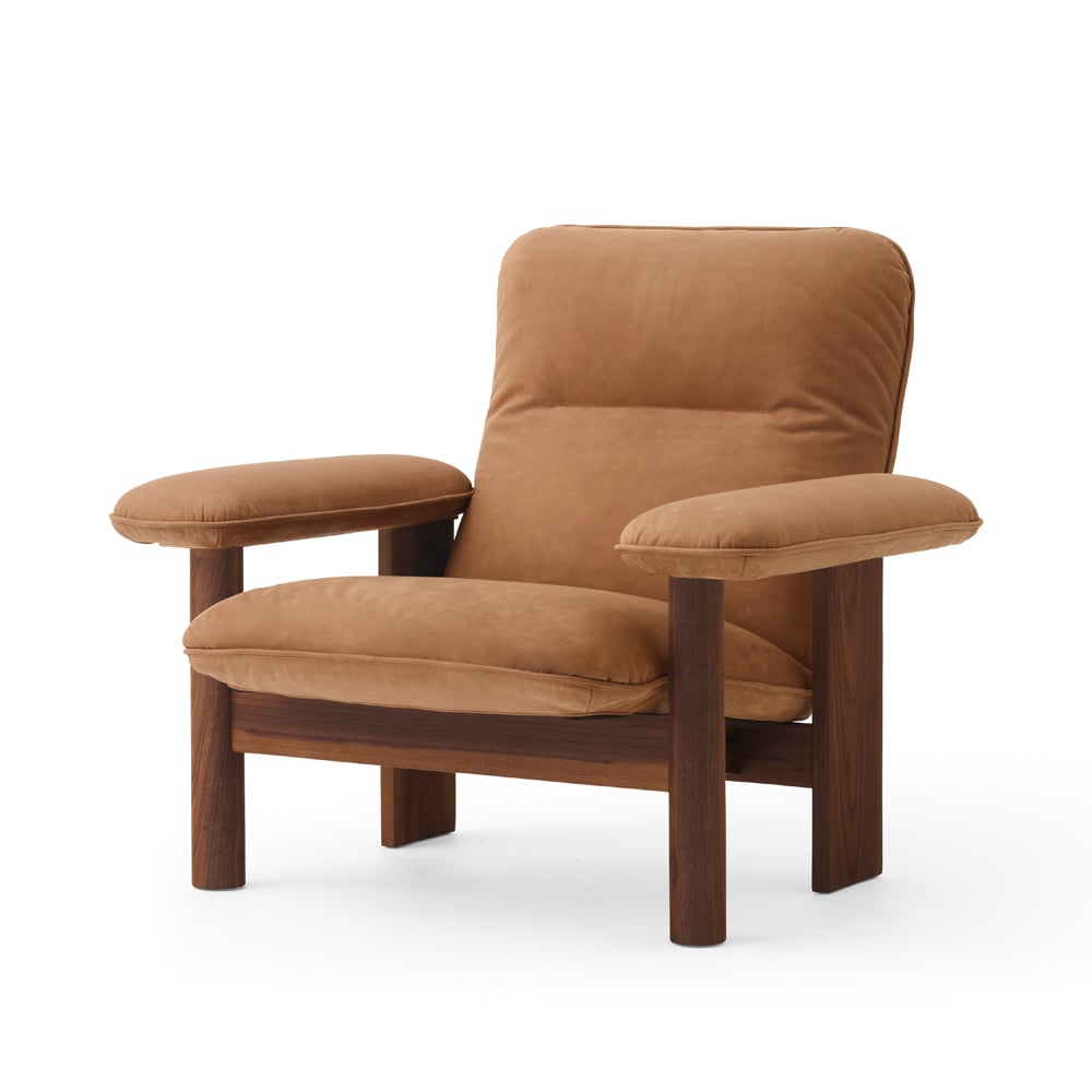 Audo Copenhagen Brasilia armchair Walnut-Dunes camel leather 21004