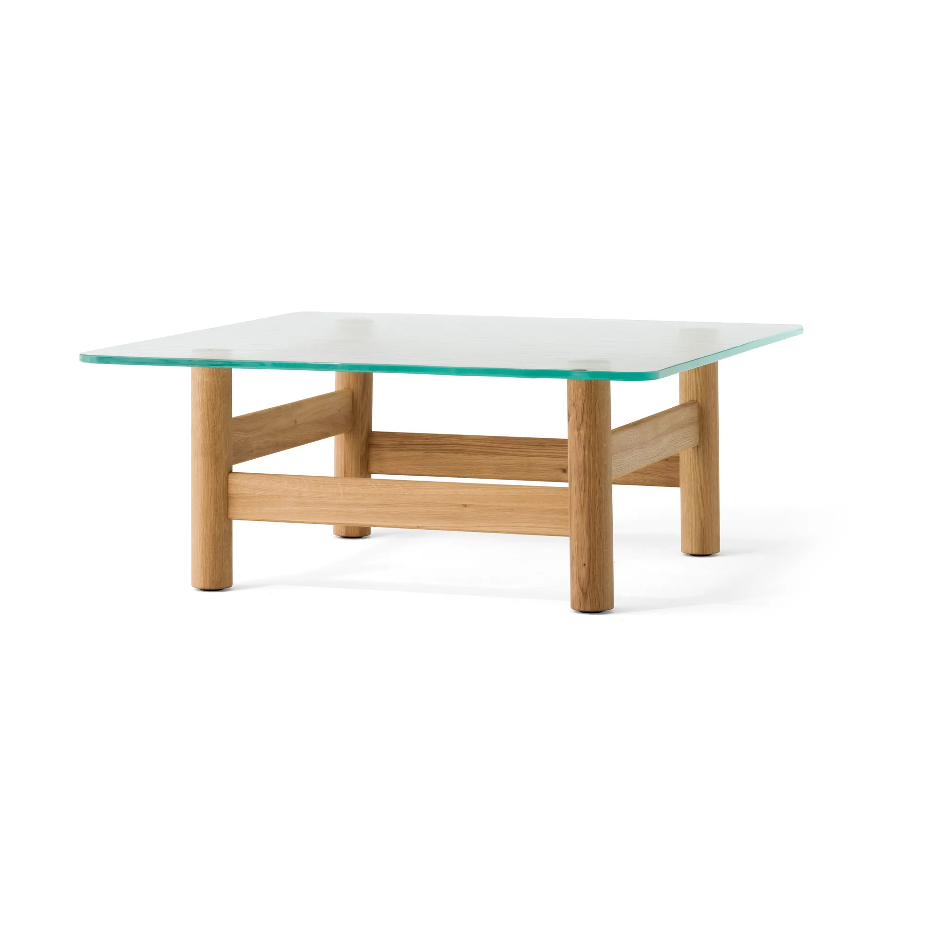 Brasilia coffee table 100x100 cm, Natural oak-clear glass Audo Copenhagen
