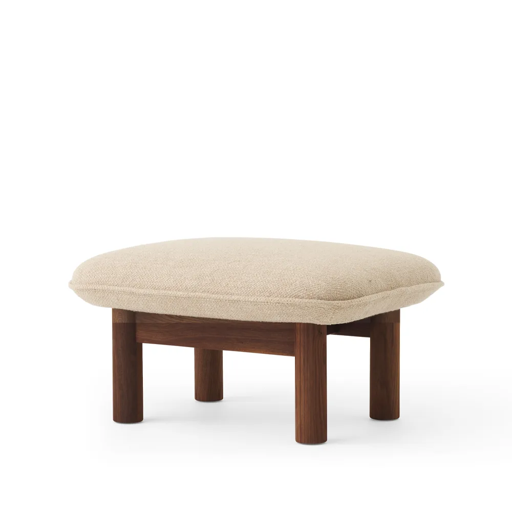 Brasilia footstool, Bouclé 02 beige-walnut legs Audo Copenhagen