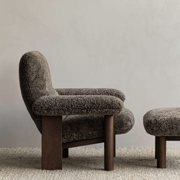 Brasilia footstool - Fabric bouclé 02 beige, oak legs - Audo Copenhagen