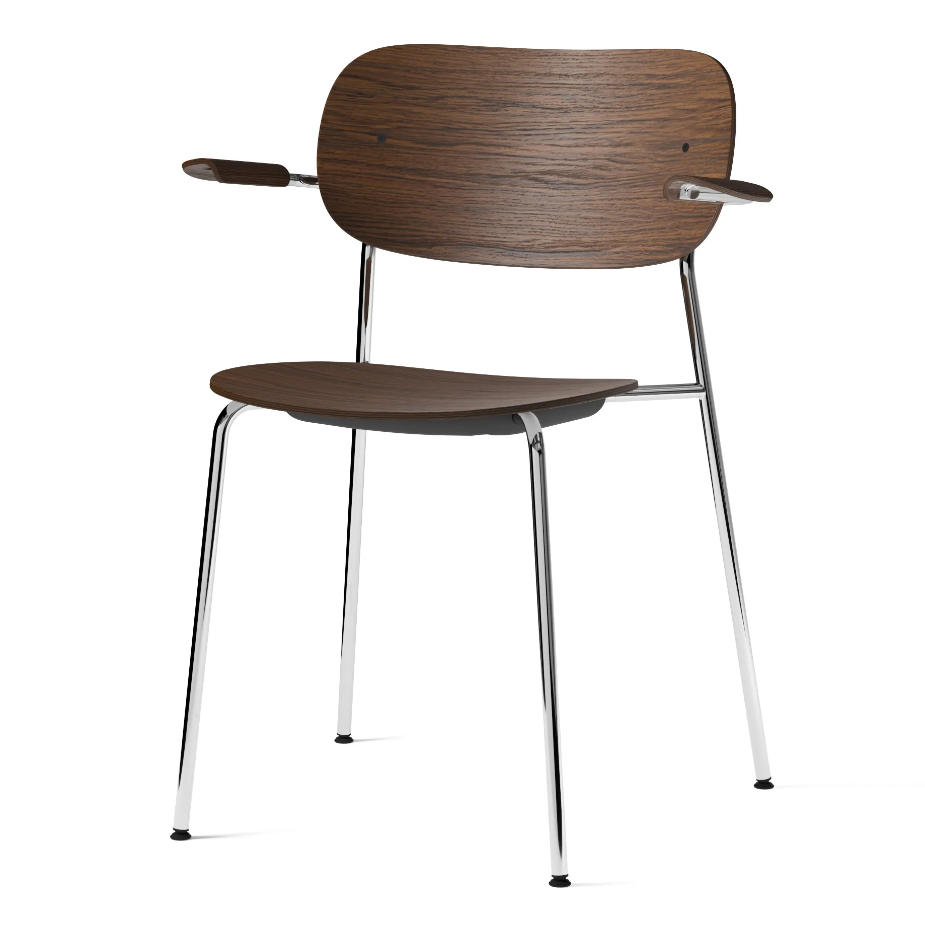 Co chair with armrest chromed legs, dark-stained oak Audo Copenhagen