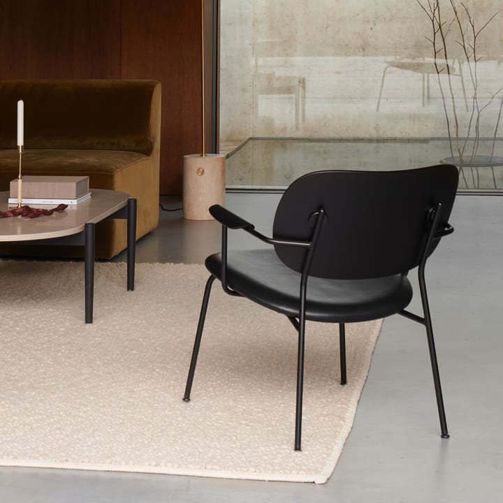 Co lounge chair, Leather dakar 0842 black, back & arm, dark stained oak, black legs Audo Copenhagen