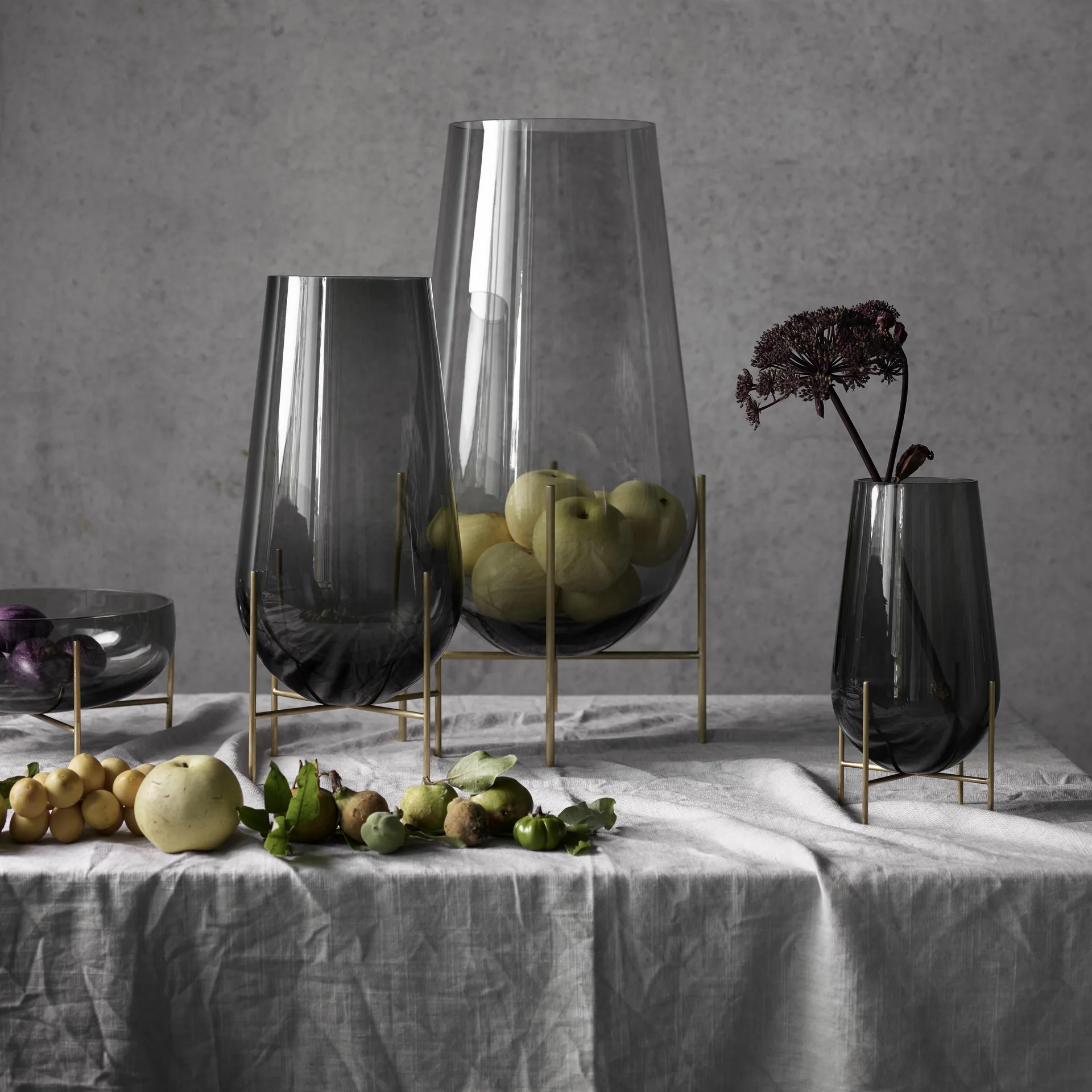 Échasse small vase, smoke-coloured glass Audo Copenhagen