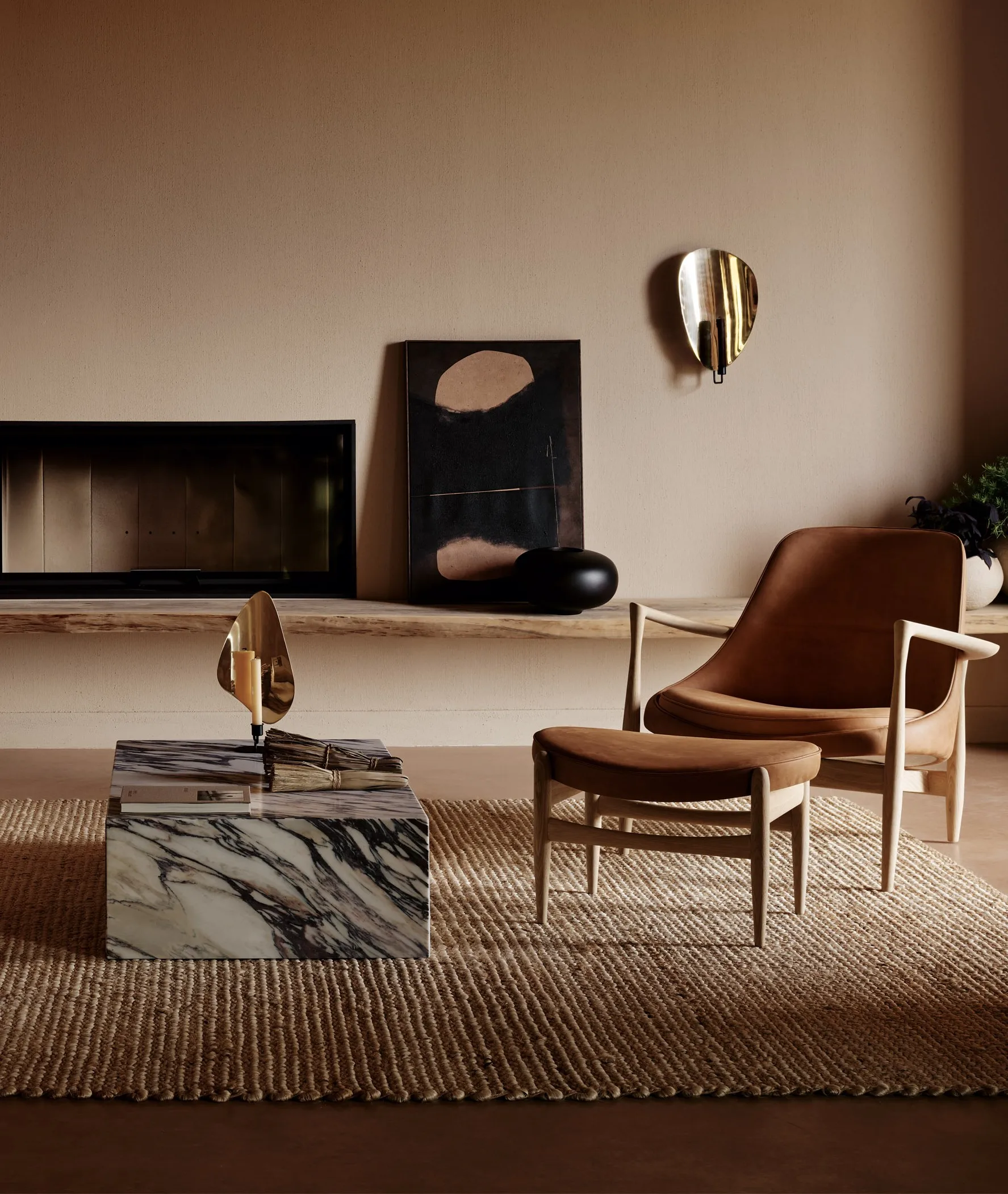 Flambeau candlestick wall 40 cm, Black-polished brass Audo Copenhagen