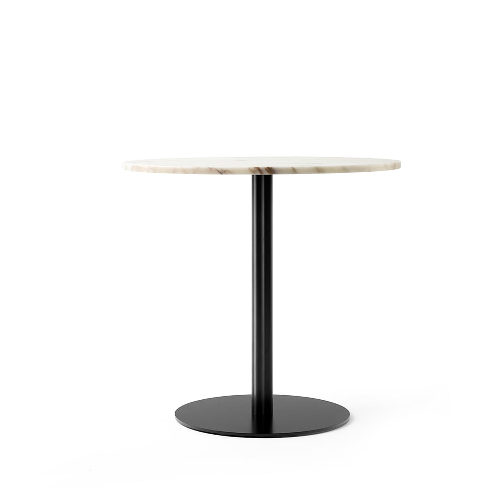 Audo Copenhagen Harbour Column dining table Marble off white. o80 cm. black stand