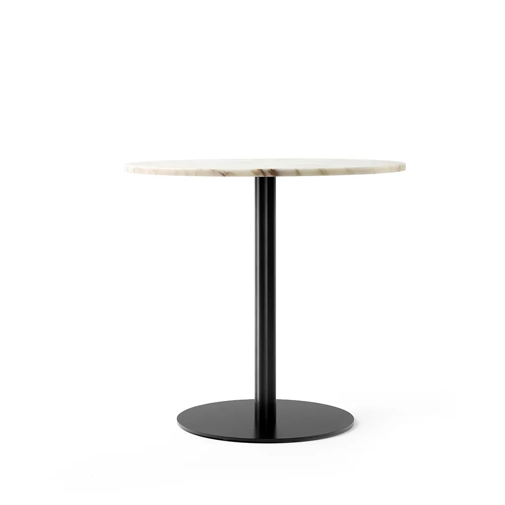Audo Copenhagen Harbour Column dining table Marble off white, black stand o80 cm