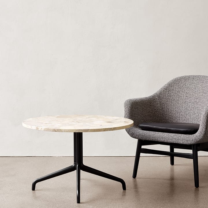 Harbour Column loungetable, Marble off-white, black steel stand Audo Copenhagen