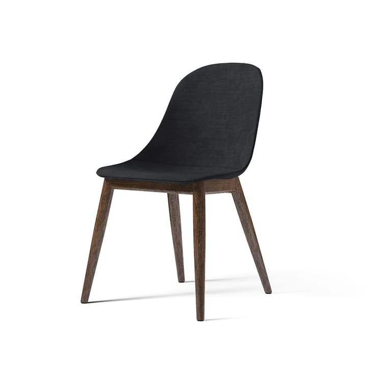 Harbour side dining chair, upholstered seat - Fabric remix 173 dark grey, legs in dark stained oak - Audo Copenhagen