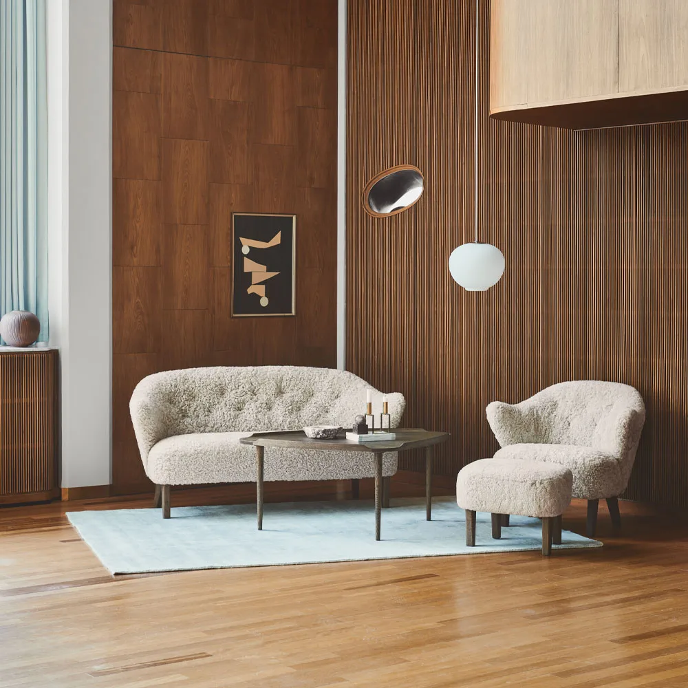 Ingeborg armchair, Sheepskin moonlight-legs oak smoked Audo Copenhagen