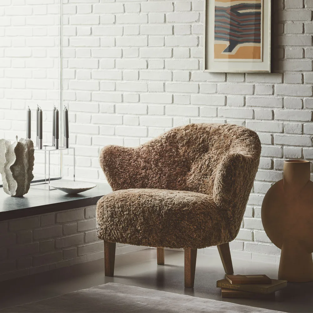 Ingeborg armchair, Sheepskin moonlight-legs oak smoked Audo Copenhagen