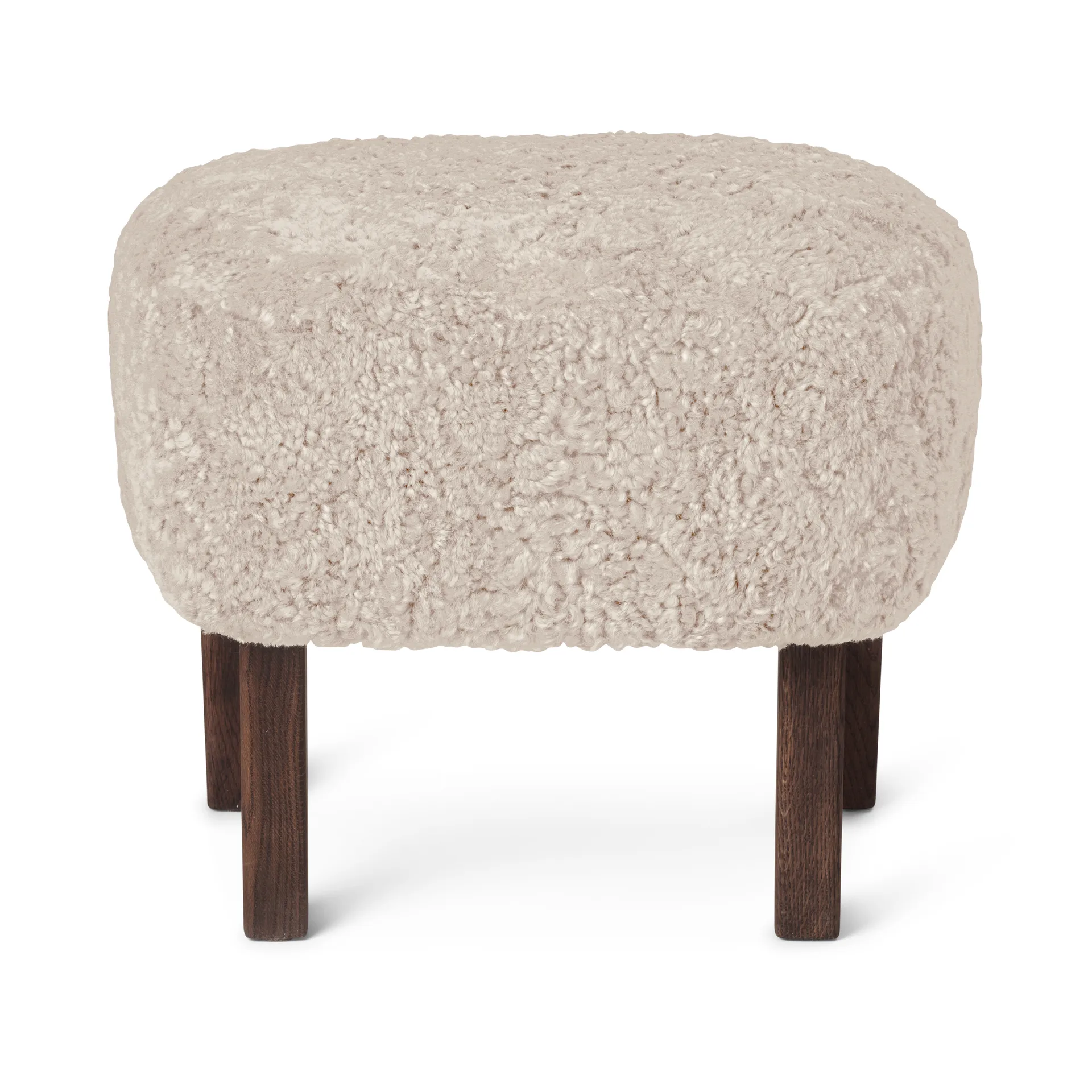 Ingeborg ottoman, Sheep skin moonlight-legs in smoked oak Audo Copenhagen