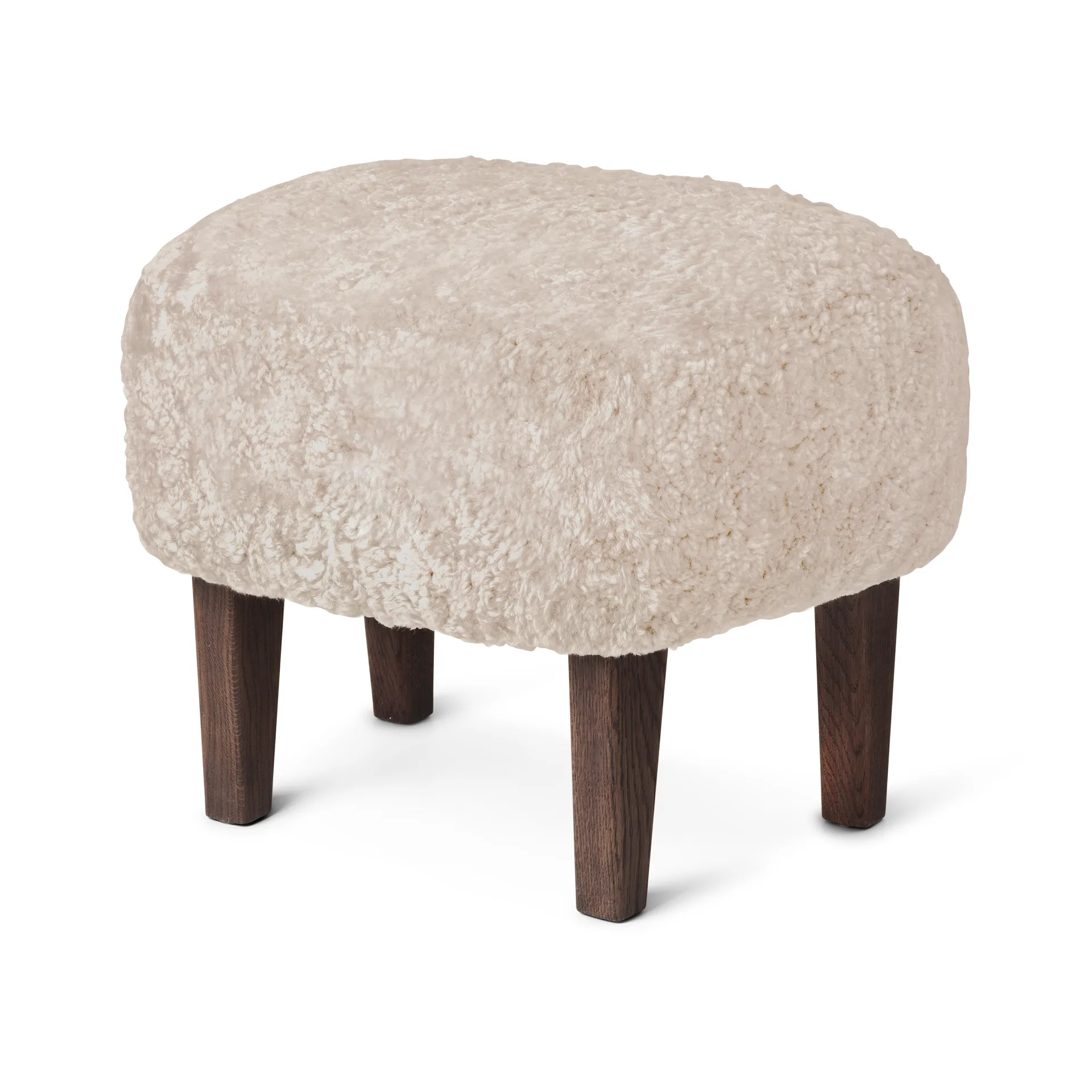Ingeborg ottoman, Sheep skin moonlight-legs in smoked oak Audo Copenhagen