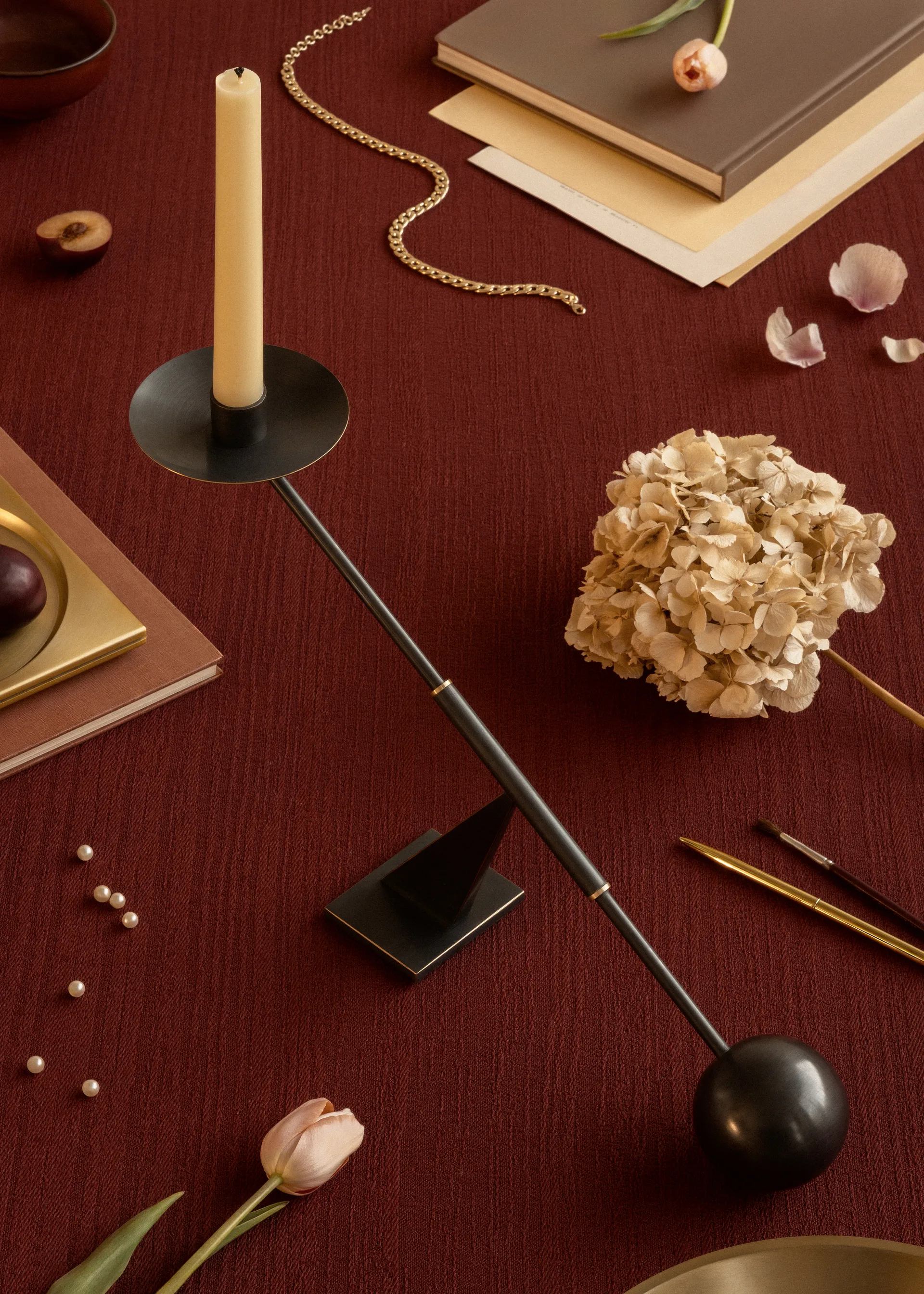 Interconnect candlestick 42,5 cm, Bronzed brass Audo Copenhagen