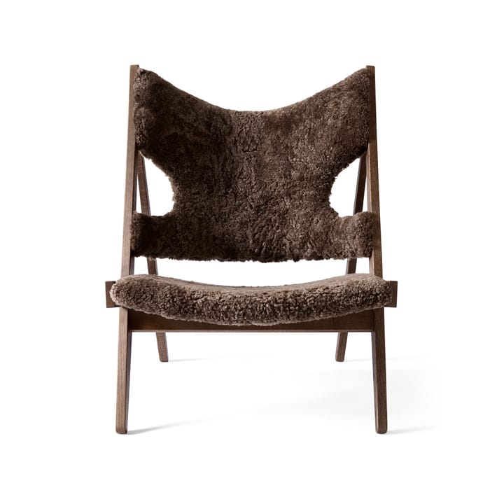 Knitting lounge chair - Sheepskin curly root dark brown, dark stained oak legs - Audo Copenhagen