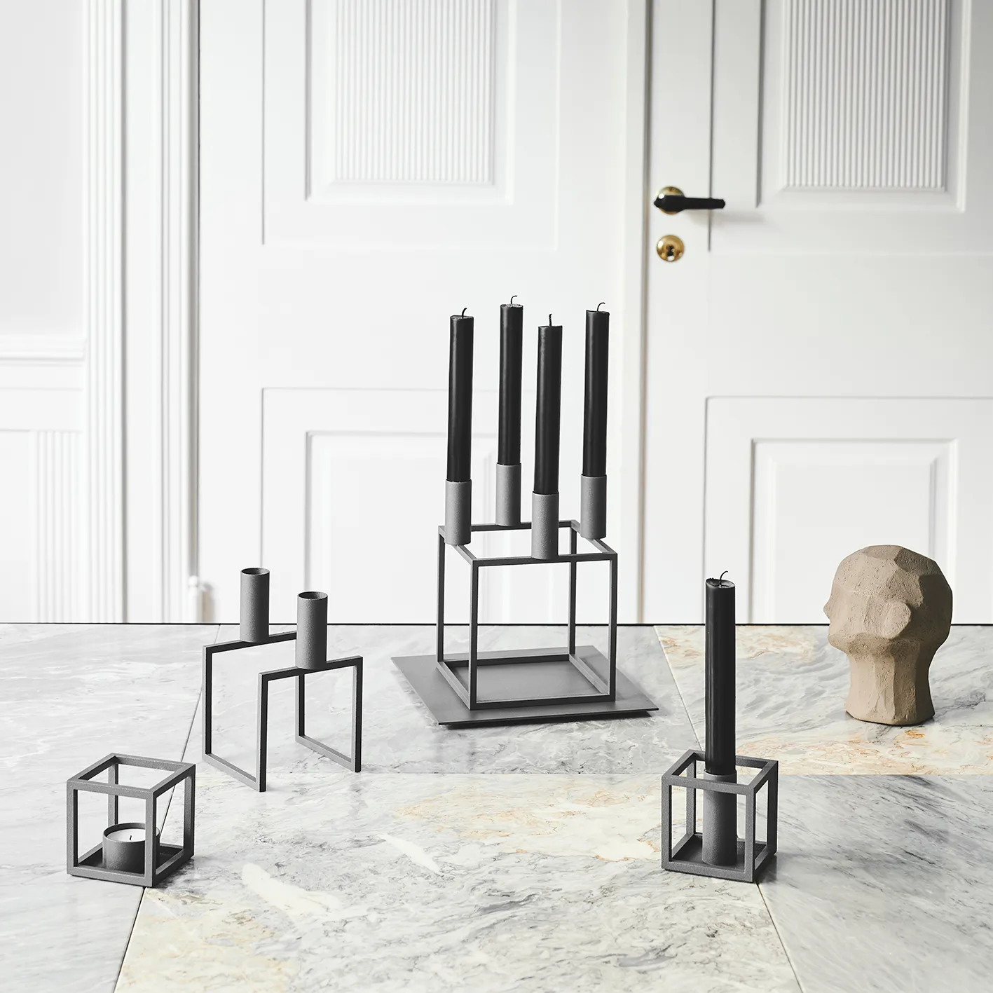 Kubus 4 candle holder, grey Audo Copenhagen
