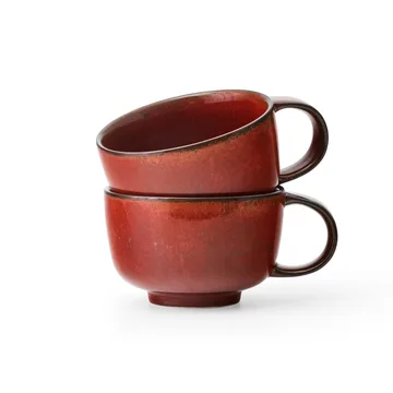New Norm cup with handle 25 cl 2-pack - Red glazed - Audo Copenhagen