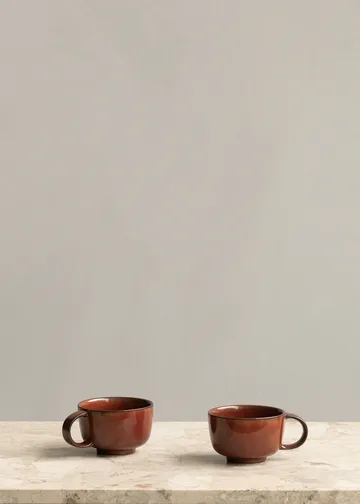 New Norm cup with handle 25 cl 2-pack - Red glazed - Audo Copenhagen