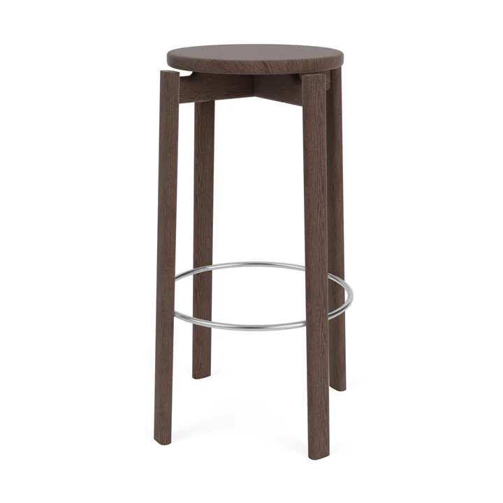 Passage bar stool - Dark stained oak-stainless steel, 75 cm - Audo Copenhagen