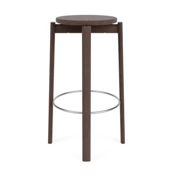 Passage bar stool - Dark stained oak-stainless steel, 75 cm - Audo Copenhagen