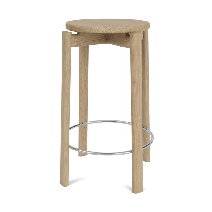 Passage bar stool - Oak-stainless steel, 65 cm - Audo Copenhagen