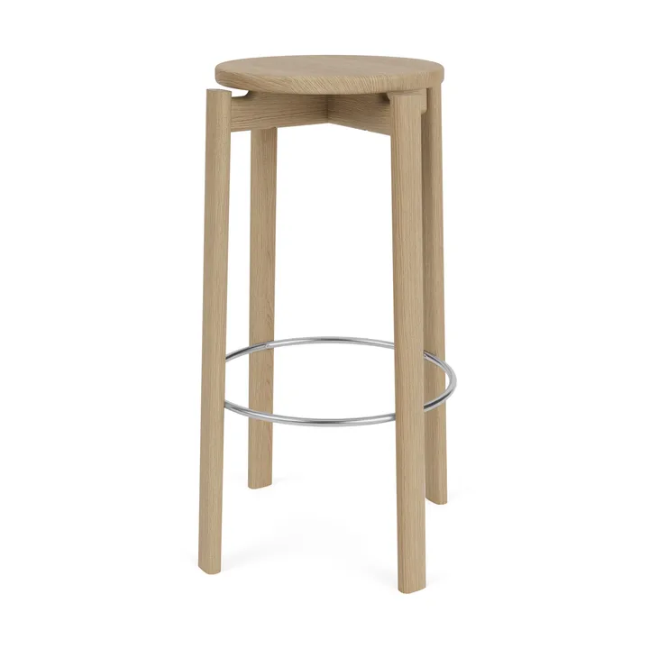 Passage bar stool - Oak-stainless steel, 75 cm - Audo Copenhagen