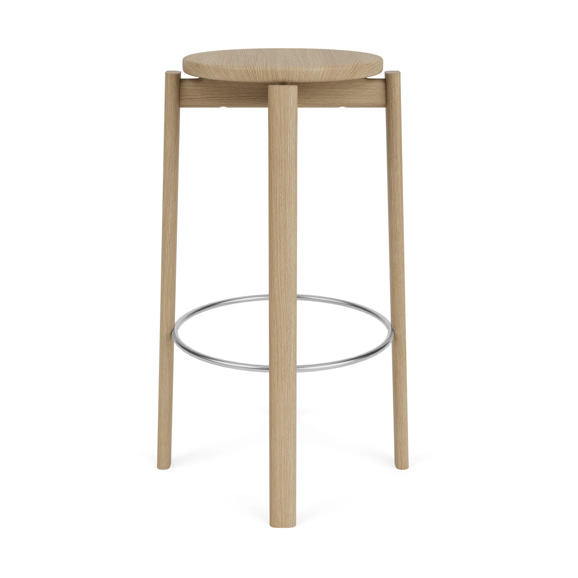 Passage bar stool, Oak-stainless steel, 75 cm Audo Copenhagen
