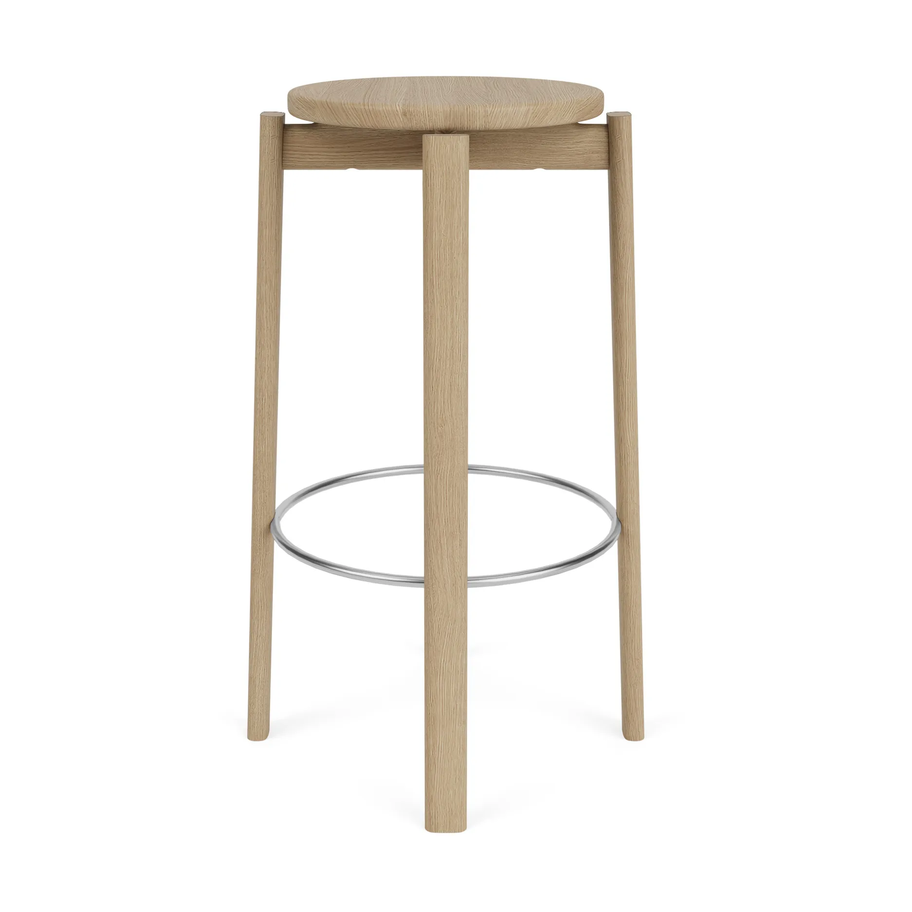 Passage bar stool, Oak-stainless steel, 75 cm Audo Copenhagen