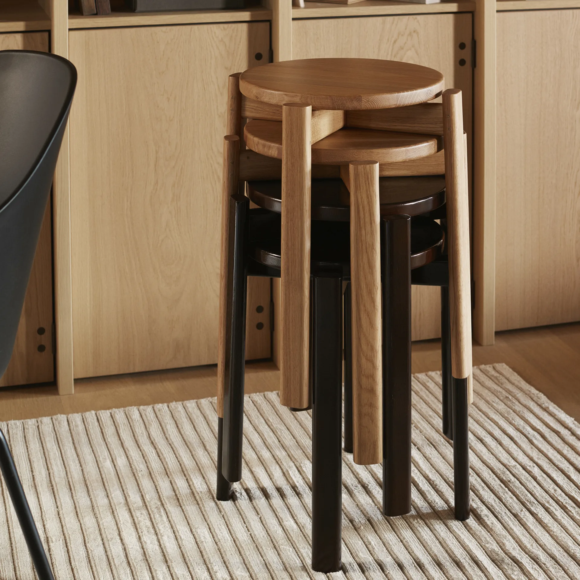 Passage stool, Dark lacquered oak Audo Copenhagen