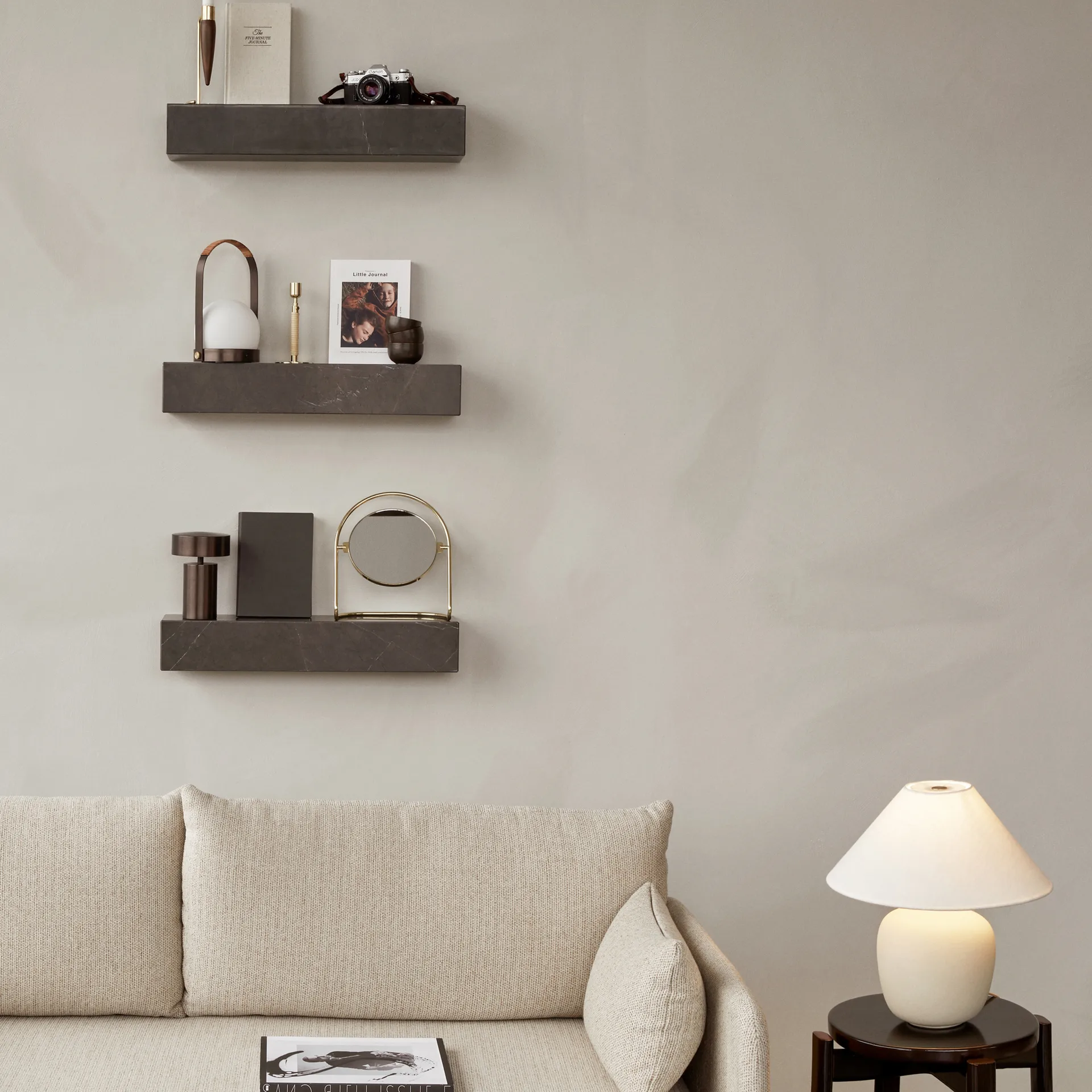 Plinth shelf, Brown-grey kendzo marble Audo Copenhagen