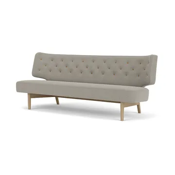Radiohus Sofa Fully Upholstered RE-WOOL PC1T Global HR BUTTONS Vegetal 4-Legs Base - Re-wool 218-natural oak, leather buttons, 2-seater - Audo Copenhagen