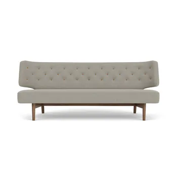 Radiohus Sofa Fully Upholstered RE-WOOL PC1T Global HR BUTTONS Vegetal 4-Legs Base - Re-wool 218-walnut, leather buttons, 2-seater - Audo Copenhagen