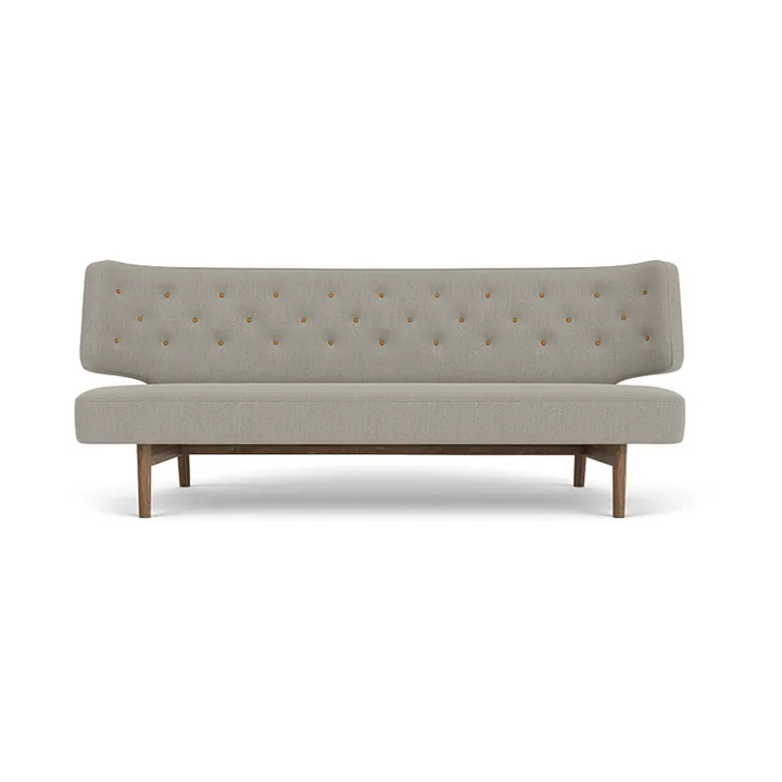 Radiohus Sofa Fully Upholstered RE-WOOL PC1T Global HR BUTTONS Vegetal 4-Legs Base - Re-wool 218-walnut, leather buttons, 2-seater - Audo Copenhagen