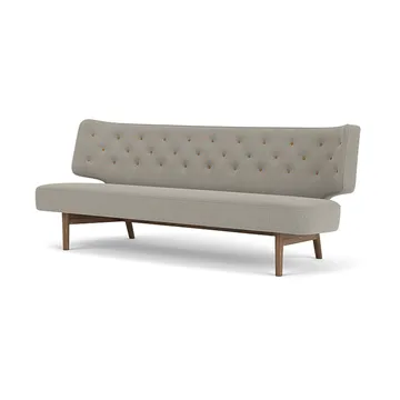 Radiohus Sofa Fully Upholstered RE-WOOL PC1T Global HR BUTTONS Vegetal 4-Legs Base - Re-wool 218-walnut, leather buttons, 2-seater - Audo Copenhagen
