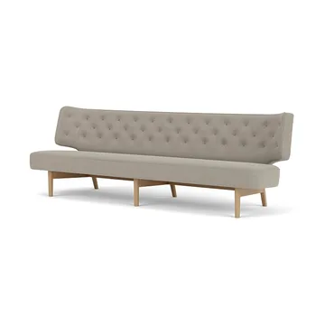 Radiohus Sofa Fully Upholstered RE-WOOL PC1T Global HR BUTTONS Vegetal 4-Legs Base - Re-wool 218-natural oak, leather buttons, 3-seater - Audo Copenhagen