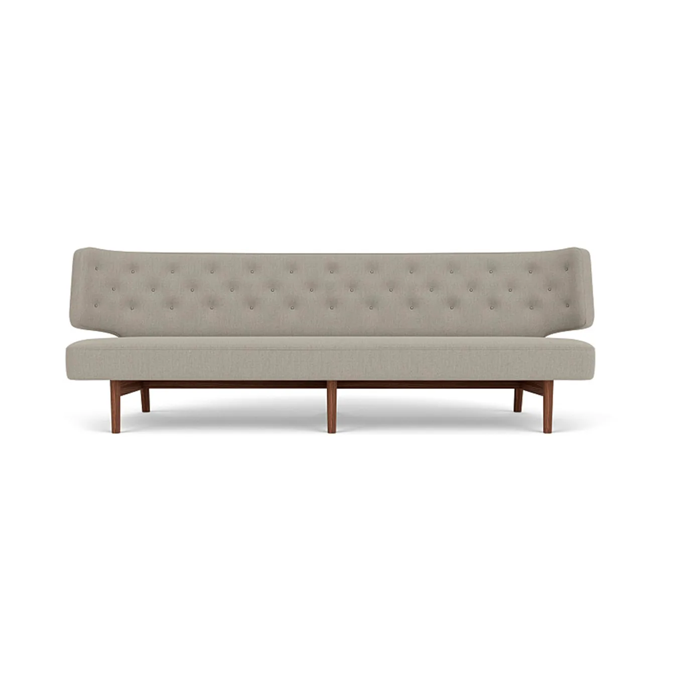 Radiohus Sofa Fully Upholstered RE-WOOL PC1T Global HR BUTTONS Vegetal 4-Legs Base, Re-wool 218-walnut, leather buttons, 3-seater Audo Copenhagen