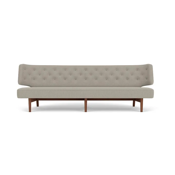 Radiohus Sofa Fully Upholstered RE-WOOL PC1T Global HR BUTTONS Vegetal 4-Legs Base - Re-wool 218-walnut, leather buttons, 3-seater - Audo Copenhagen