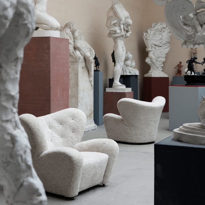The Tired Man armchair, Sheepskin moonlight, legs oak nature Audo Copenhagen