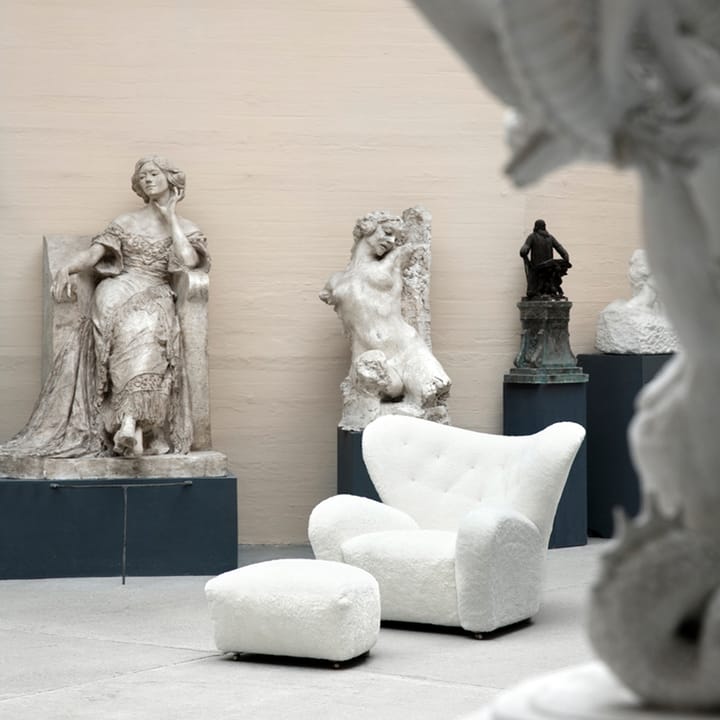 The Tired Man armchair, Sheepskin moonlight, legs oak nature Audo Copenhagen